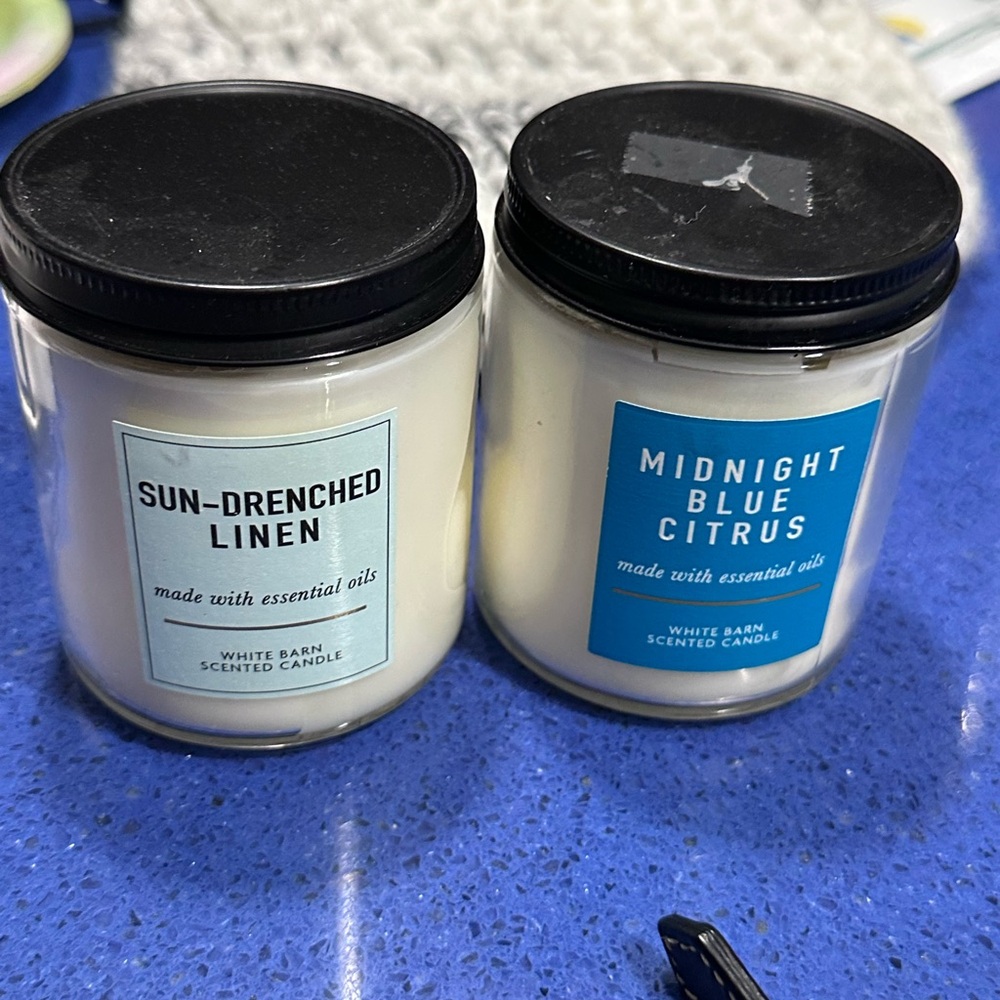 White Barn Scented Candle Set - Midnight Blue Citrus & Sun-Drenched Linen